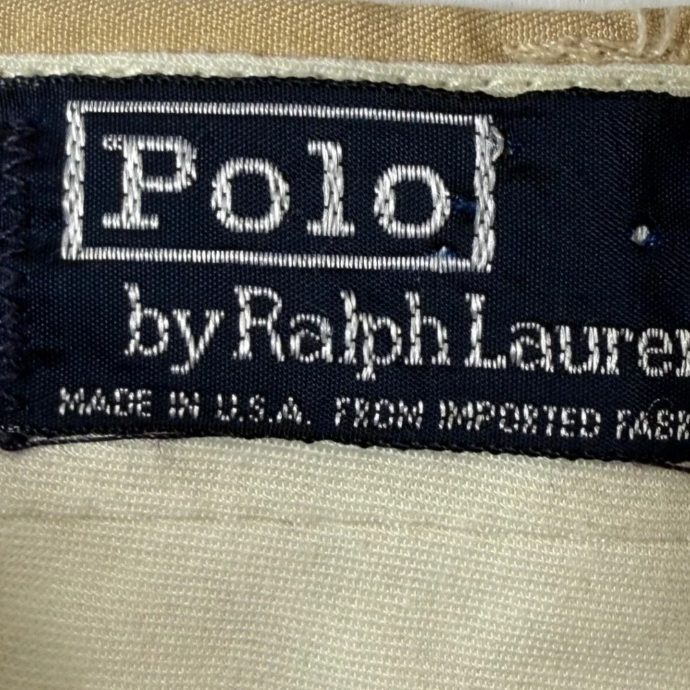 Polo Ralph Lauren Silk Pleated Wide Leg Chino‎ Pants Mens 34x25 Khaki BOHO USA